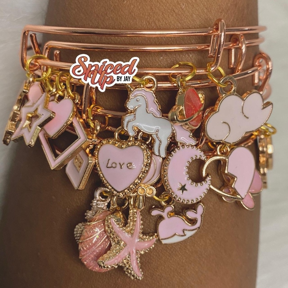 Pink Bangle Charm Bracelets